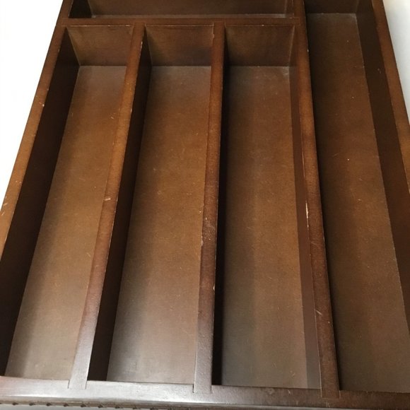 Desk Organizer Silverware Tray Junk Drawer Organizer Shadow Box Wood - Picture 3 of 7